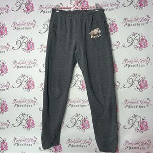 Roots sweatpants grey joggers comfy soft beaver logo pockets heathered gray